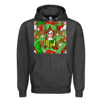 Charcoal Heather Christmas unicorn and gift box Zipper Hoodie - NancyCooperArtShop