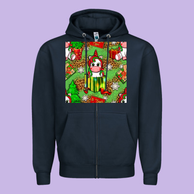 Christmas Unicorn And Gift Box Zipper Hoodie Designed By Nancycooperartshop