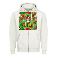 Oatmeal Heather Christmas unicorn and gift box Zipper Hoodie - NancyCooperArtShop