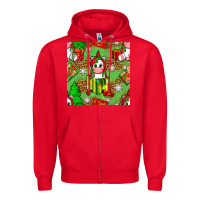Red Christmas unicorn and gift box Zipper Hoodie - NancyCooperArtShop