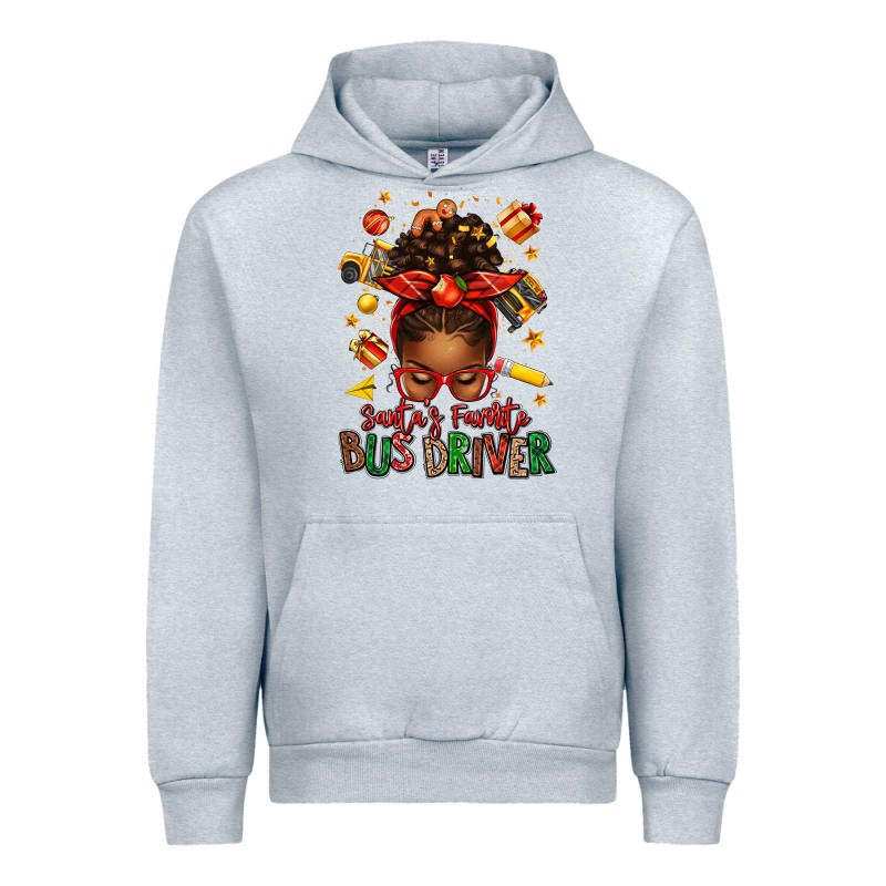 Santas Favorite School Bus Driver Afro Messy Bun Urban Hoodie by texasbilliewilder | Teevron