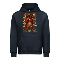 Navy santas favorite school bus driver afro messy bun Urban Hoodie - texasbilliewilder
