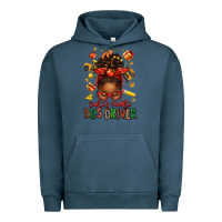 Pigment Midnight Navy santas favorite school bus driver afro messy bun Urban Hoodie - texasbilliewilder
