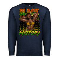Navy black history afro woman Premium Sweatshirt - NancyCooperArtShop