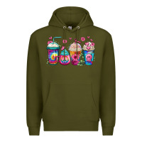 Army Green tie dye hippie coffee cups Premium Hoodie - Jasminsmagicworld