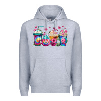 Heather Grey tie dye hippie coffee cups Premium Hoodie - Jasminsmagicworld