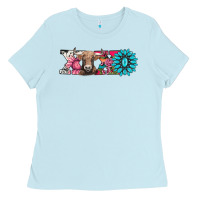 Baby Blue xoxo braunvieh cow Ladies Tee - AdoDesignShop