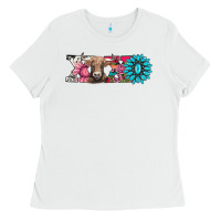 White xoxo braunvieh cow Ladies Tee - AdoDesignShop