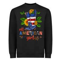 Black all american girl cowboy boot with sunflower Heavyweight Sweatshirt - HRA Design Shop