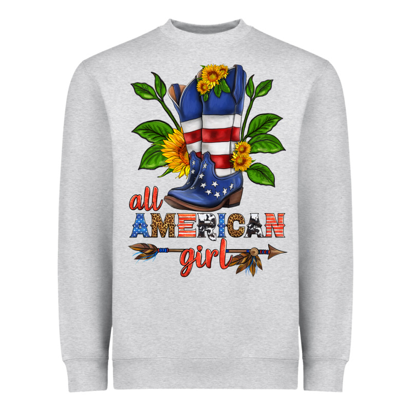 All American Girl Cowboy Boot With Sunflower Heavyweight Sweatshirt by HRA Design Shop | Teevron