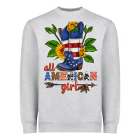 Heather Grey all american girl cowboy boot with sunflower Heavyweight Sweatshirt - HRA Design Shop