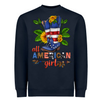 Navy all american girl cowboy boot with sunflower Heavyweight Sweatshirt - HRA Design Shop