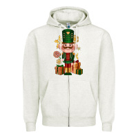 Oatmeal Heather Christmas Nutcracker Zipper Hoodie - NancyCooperArtShop