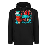 Black santa bring me turquoise Heavyweight Hoodie - MaliasSmallBusiness