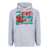 Heather Grey santa bring me turquoise Heavyweight Hoodie - MaliasSmallBusiness