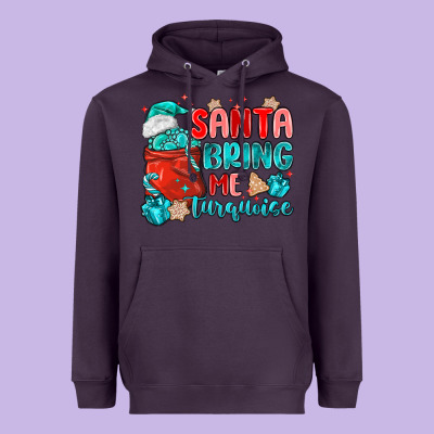 Santa Bring Me Turquoise Heavyweight Hoodie Designed By Maliassmallbusiness