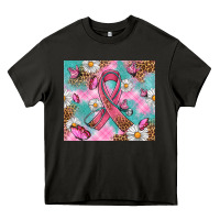 Asphalt Breast Cancer Ribbon Stethoscope Heavy Core Tee - Artiststas