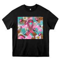 Black Breast Cancer Ribbon Stethoscope Heavy Core Tee - Artiststas