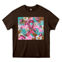 Chocolate Brown Breast Cancer Ribbon Stethoscope Heavy Core Tee - Artiststas