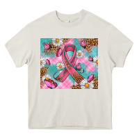 Cream Breast Cancer Ribbon Stethoscope Heavy Core Tee - Artiststas