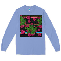 Colony Blue mexican rose and cactus seamless pattern Long Sleeve Tee - BundleAndBundleShop