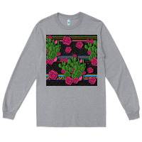 Heather Grey mexican rose and cactus seamless pattern Long Sleeve Tee - BundleAndBundleShop