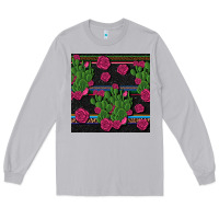 Moon Dust mexican rose and cactus seamless pattern Long Sleeve Tee - BundleAndBundleShop