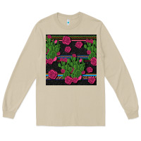 Mushroom mexican rose and cactus seamless pattern Long Sleeve Tee - BundleAndBundleShop