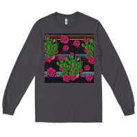 Smoke mexican rose and cactus seamless pattern Long Sleeve Tee - BundleAndBundleShop