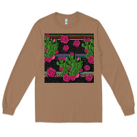 Toasted Coconut mexican rose and cactus seamless pattern Long Sleeve Tee - BundleAndBundleShop
