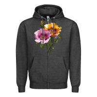 Charcoal Heather In Your Eyes Rose Zipper Hoodie - LillyAllenDesigns