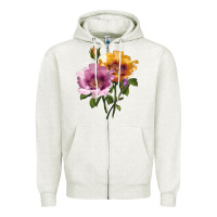 Oatmeal Heather In Your Eyes Rose Zipper Hoodie - LillyAllenDesigns