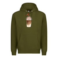 Army Green iced coffee with cream Premium Hoodie - BarkalooDesign
