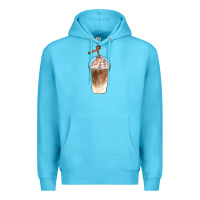 Ocean Blue iced coffee with cream Premium Hoodie - BarkalooDesign