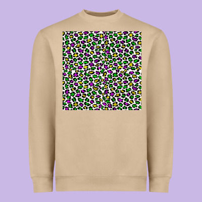 Mardi Gras Leopard  Seamless Pattern Heavyweight Sweatshirt Designed By Fadigitalartstudio
