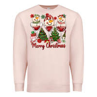 Pale Pink merry christmas wine and cocktails Premium Sweatshirt - MaliasSmallBusiness