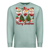 Seafoam merry christmas wine and cocktails Premium Sweatshirt - MaliasSmallBusiness