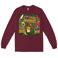 Burgundy hispanic heritage seamless pattern Long Sleeve Tee - BundleAndBundleShop