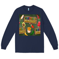 Navy hispanic heritage seamless pattern Long Sleeve Tee - BundleAndBundleShop