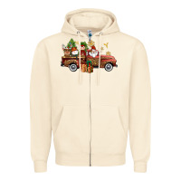 Sandshell Christmas Truck Elf Santa snowman reindeer Zipper Hoodie - NancyCooperArtShop