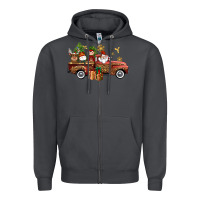 Christmas Truck Elf Santa Snowman Reindeer Zipper Hoodie | Teevron