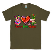 Army Green peace love wine Classic Tee - AdoDesignShop