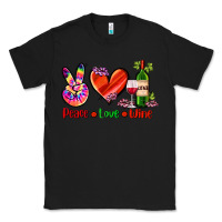 Black peace love wine Classic Tee - AdoDesignShop