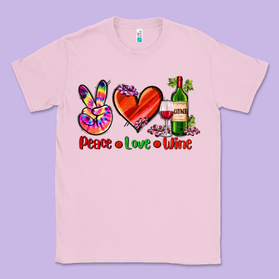 Peace Love Wine Classic Tee Designed By Adodesignshop