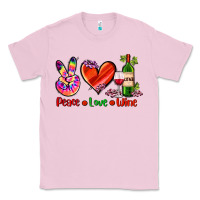 Bubblegum Pink peace love wine Classic Tee - AdoDesignShop