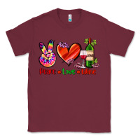 Burgundy peace love wine Classic Tee - AdoDesignShop