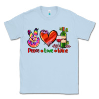 Dusty Blue peace love wine Classic Tee - AdoDesignShop