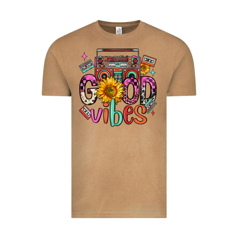 Good Vibes Cassette Boombox Vintage Tee by FaDigitalArtStudio | Teevron