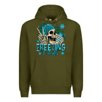 Army Green freezing to death winter skull Premium Hoodie - Jasminsmagicworld