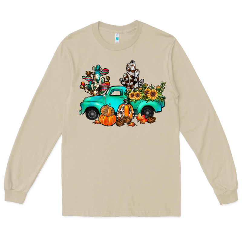 Cactus Pumpkin Truck Fall Long Sleeve Tee by JahusDesignShop | Teevron